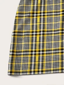 後綁帶格紋繞頸上衣和半身裙套裝 - 彩色 - 查看 4