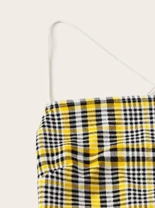 後綁帶格紋繞頸上衣和半身裙套裝 - 彩色 - 查看 5