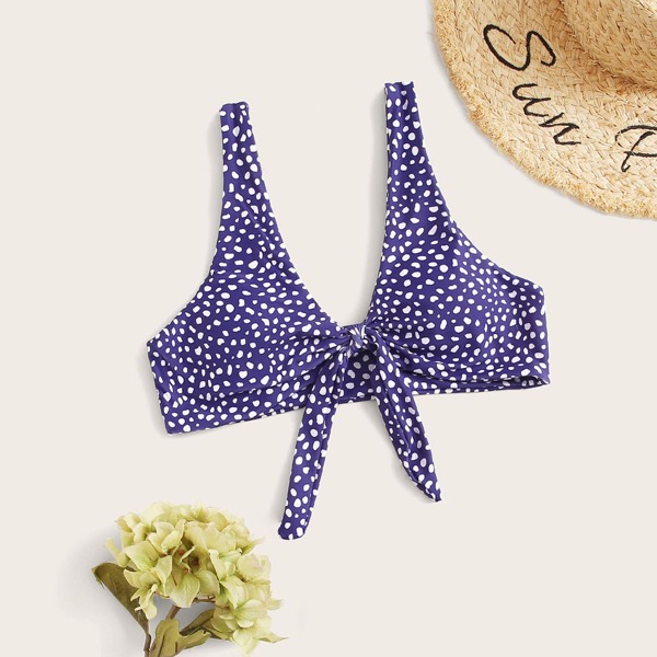 

Dalmatian Tie Front Bikini Top, Purple