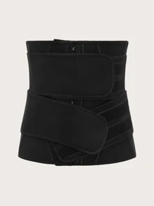 Belly Wrap Hook-and-loop Fastener Corset Shapewear - Black - View 1