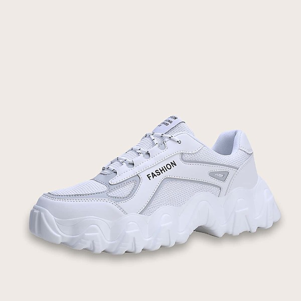 

Men Letter Graphic Lace-up Sneakers, White