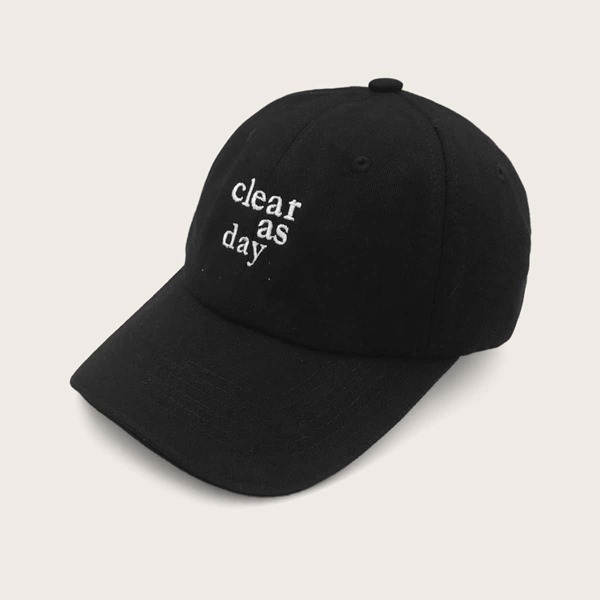

Slogan Embroidery Baseball Cap, Black