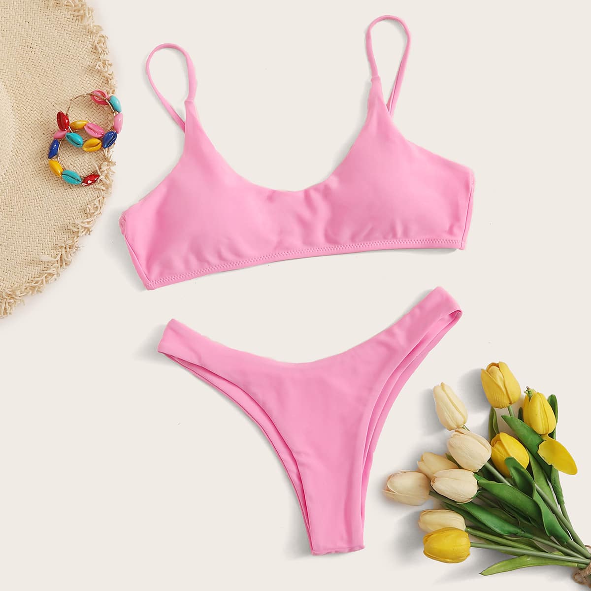 

Pink High Cut Bikini Swimsuit