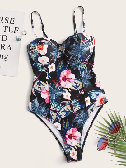 Tropical Underwired One Piece Swimsuit