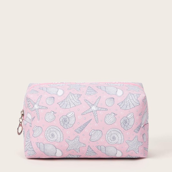 

Starfish & Shell Pattern Makeup Bag, Multicolor