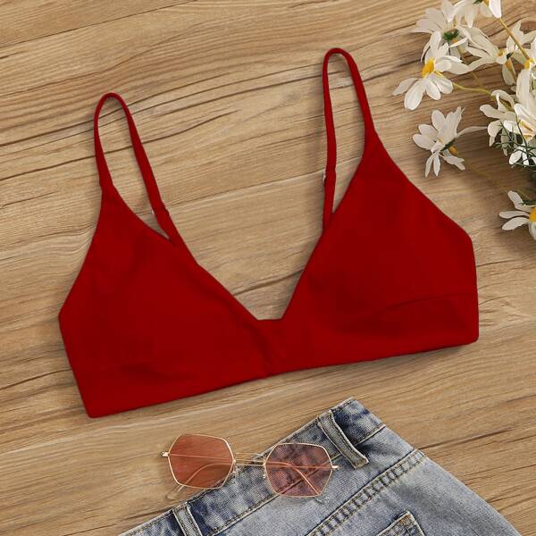 

Adjustable Strap Bikini Top, Red