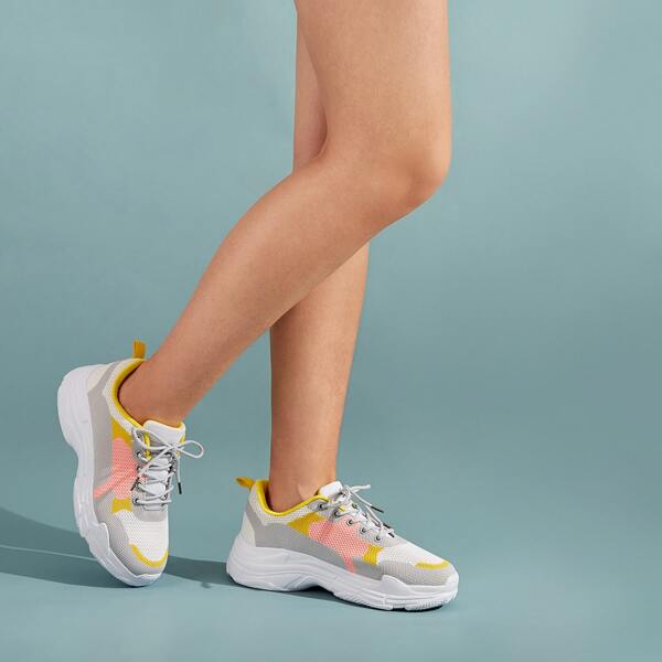 

Color Block Lace-up Front Sneakers, Multicolor