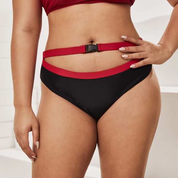 

Plus Release Buckle Design Bikini Panty, Black