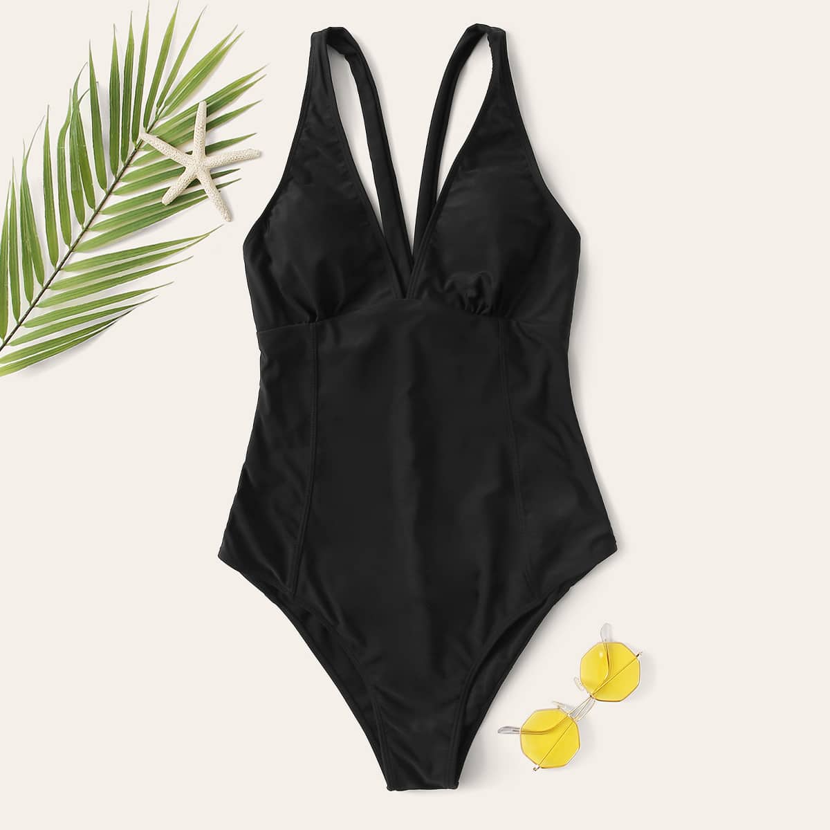 

Cut-out Back One Piece Swimsuit, Black