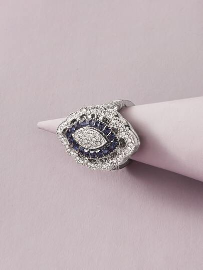 1pc Rhinestone Engraved Ring