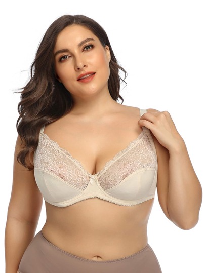 Plus Contrast Lace Underwire Bra