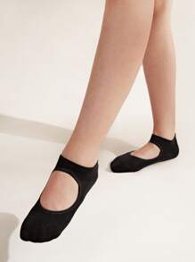 1 par Calcetines Yoga deportivos antideslizantes - Negro - Ver 4