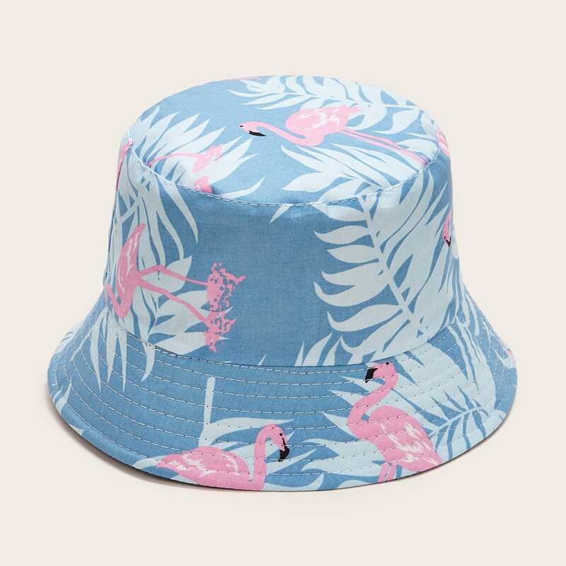 

Flamingos Pattern Bucket Hat, Multicolor