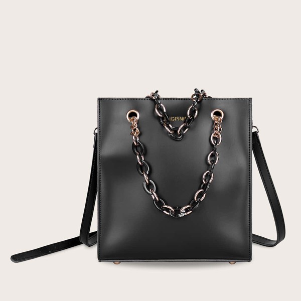 

Сумка-сэтчел с ручкой цепочки, Чёрный