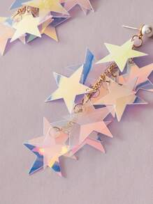 Andkiss 1pair Faux Pearl Decor Iridescence Star Design Drop Earrings - Multicolor - View 3