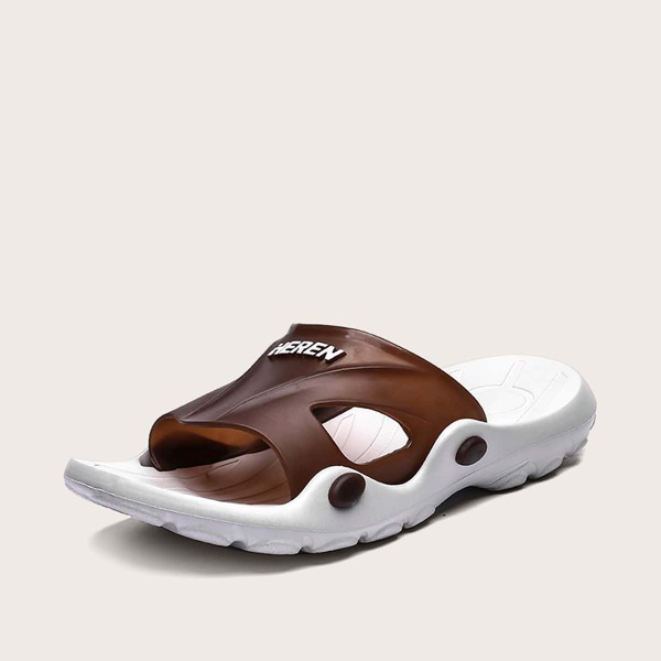 

Men Hollow Out Open Toe Wide Fit Sliders, Brown