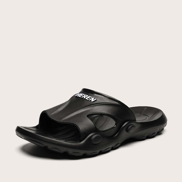 

Men Hollow Out Open Toe Wide Fit Sliders, Black