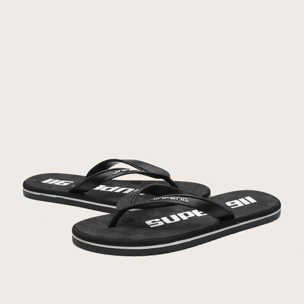 

Men Letter Graphic Flip Flops, Black