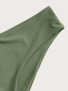 Plain Scoop Neck Bikini Set Summer Beach - Army Green - View 4