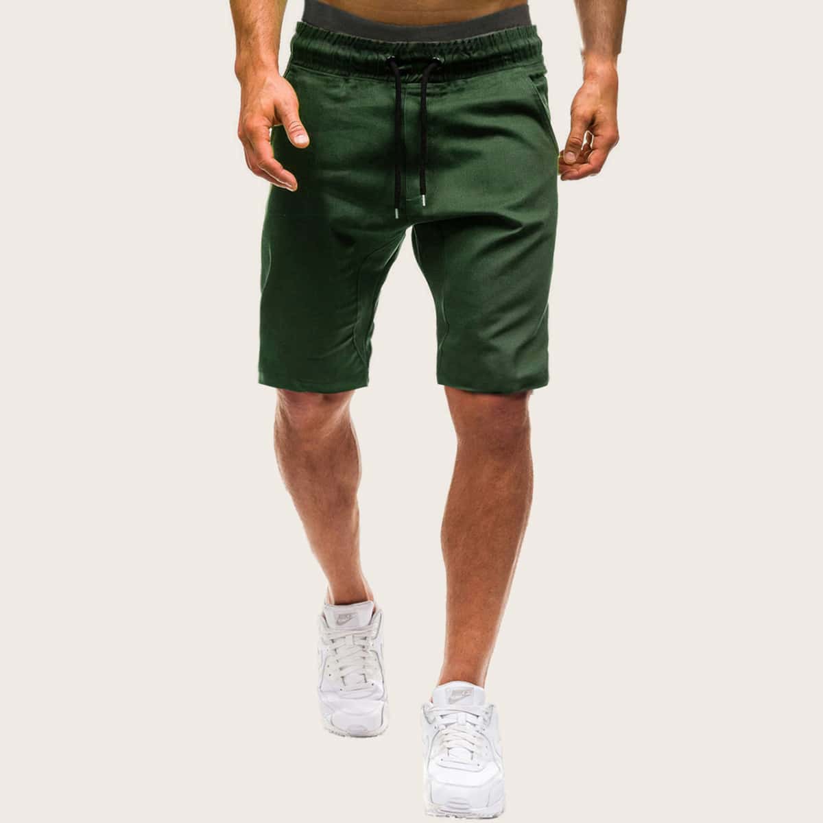 

Guys Drawstring Waist Solid Shorts, Green