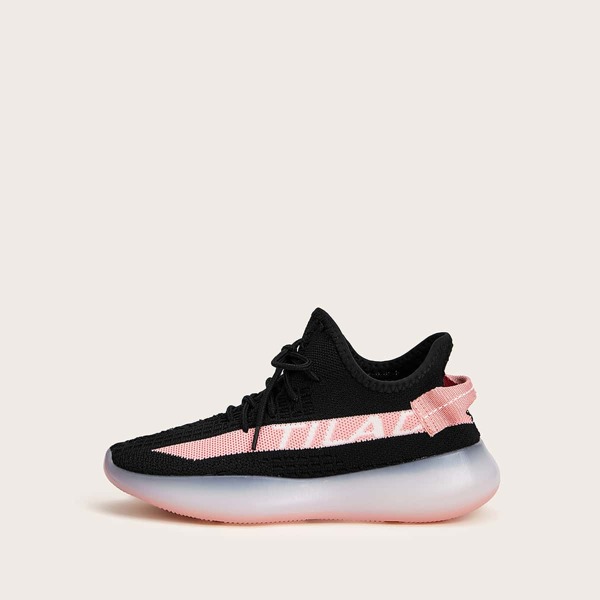 

Letter Graphic Lace-up Front Sneakers, Black