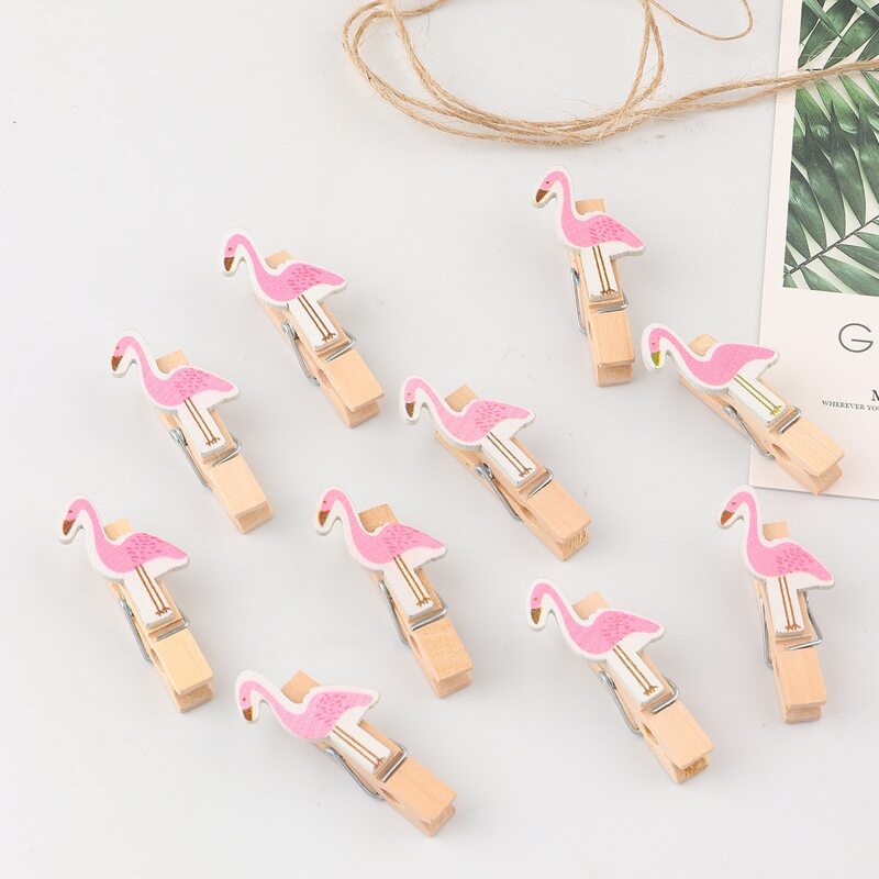 

10pcs Flamingo Decor Wooden Clip