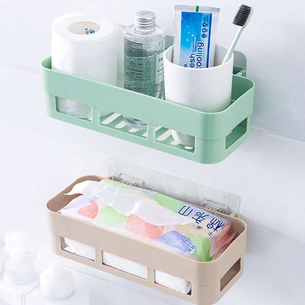 

1pc Plain Hollow Out Bathroom Storage Rack, Multicolor