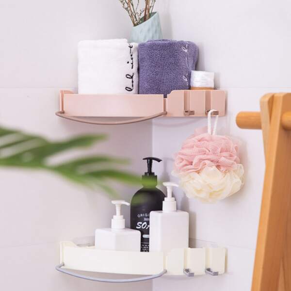 

1pc Bathroom Corner Wall Mounted Storage Rack, Multicolor