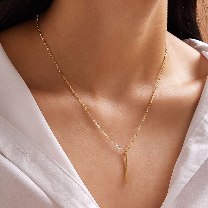 

1pc Bar Charm Necklace, Gold