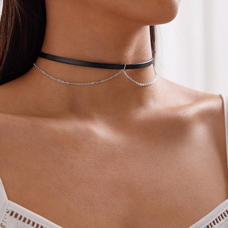 

1pc Layered Choker, Multicolor