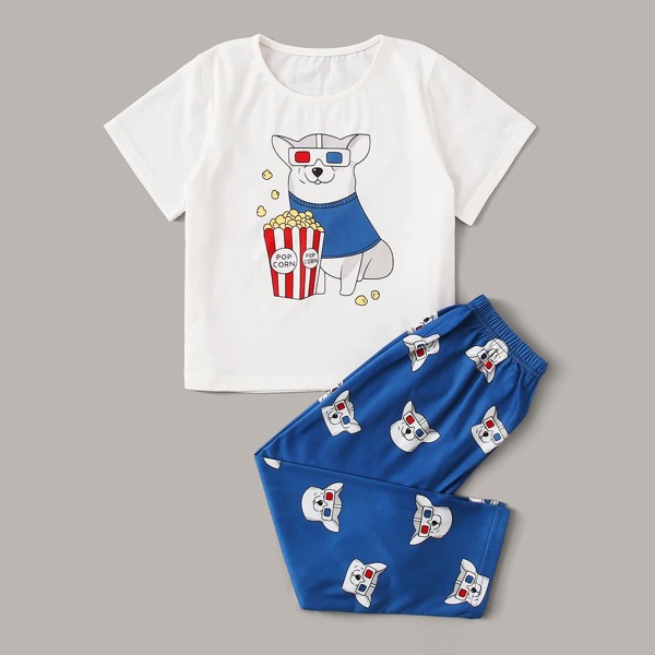 

Toddler Boys Dog & Popcorn Print PJ Set, Multicolor