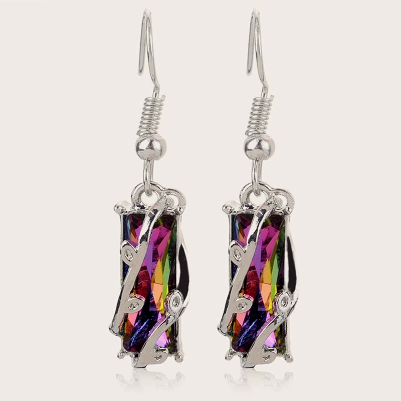 

1pair Geometric Drop Earrings, Multicolor