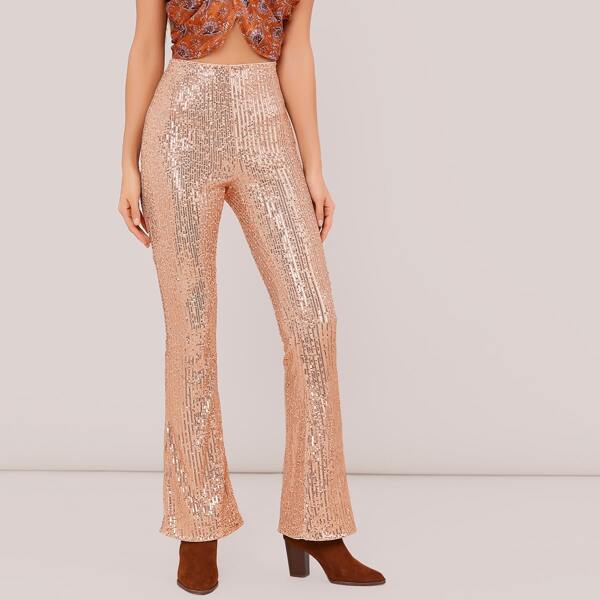 

Flare Leg Sequin Pants, Pink