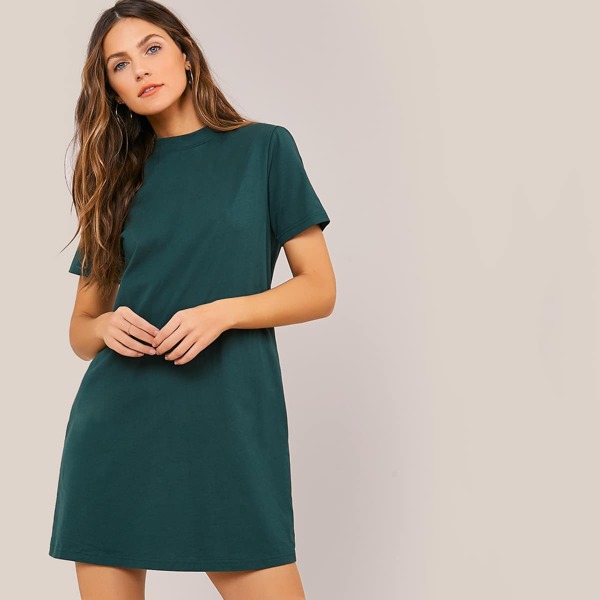 

Keyhole Back Tee Dress, Green