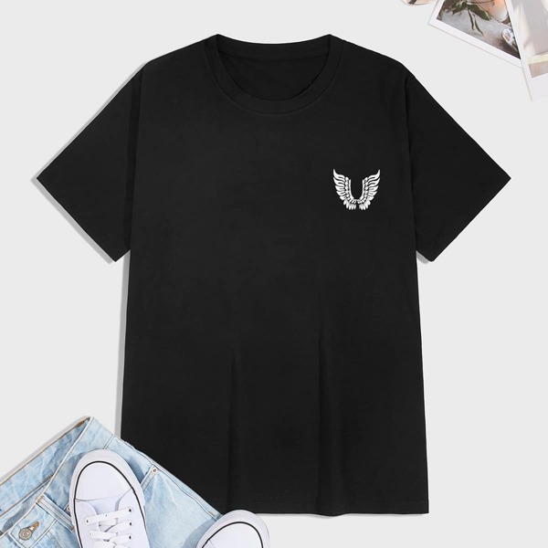 

Men Graphic Round Neck Tee, Black