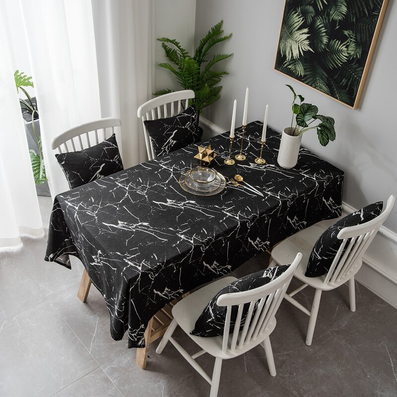 

Marble Pattern Tablecloth, Black