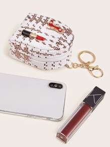 金屬高跟鞋和口紅裝飾編織錢包 - 白色 - 查看 3