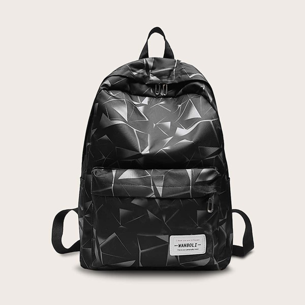 

Рюкзак с карманом и геометрическим узором, Чёрный