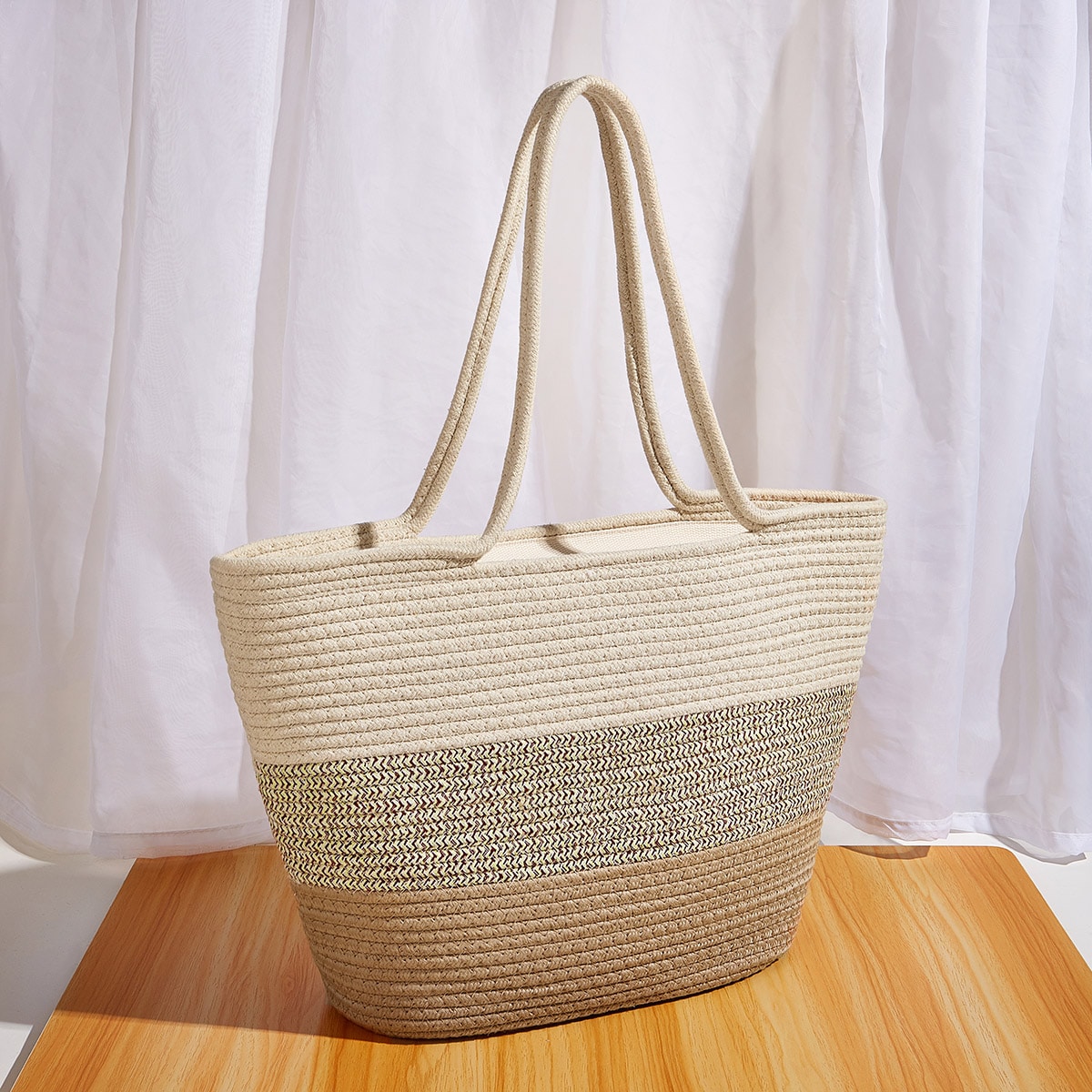 Image of Colourblock Braided Tote Bag