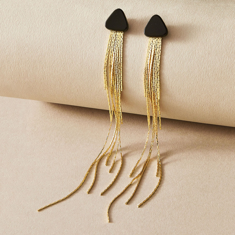 

1pair Metal Tassel Drop Earrings, Gold