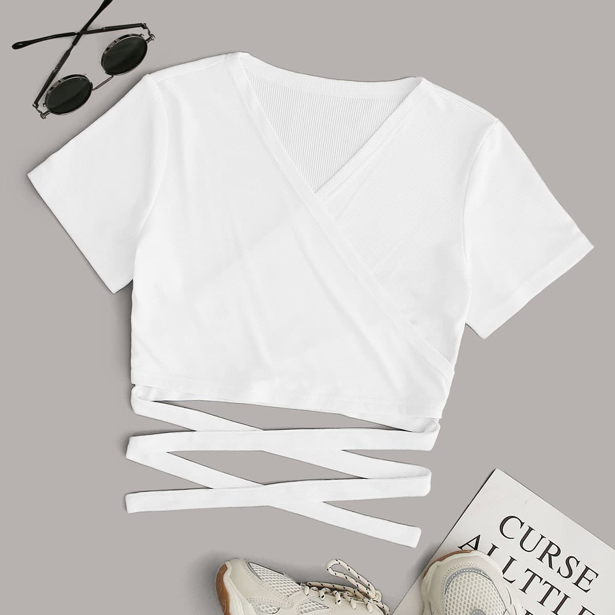 

White Wrap Around Crop Top