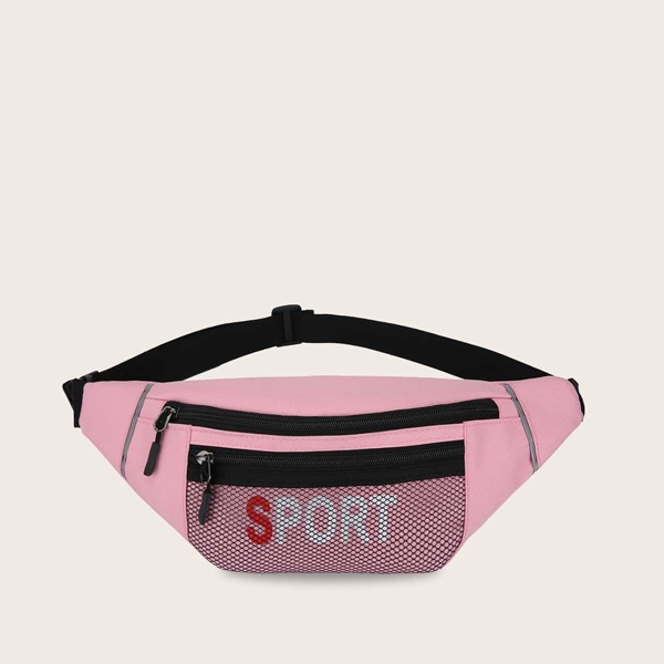 

Сумка на поясе с сетчатым карманом, Розовые