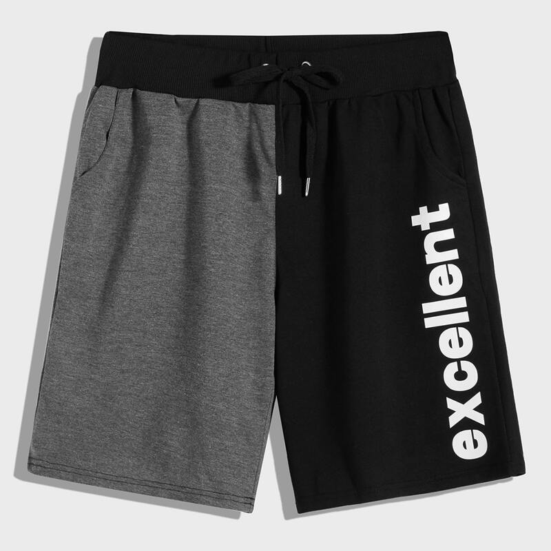 

Guys Letter Graphic Spliced Drawstring Waist Athletic Shorts, Multicolor