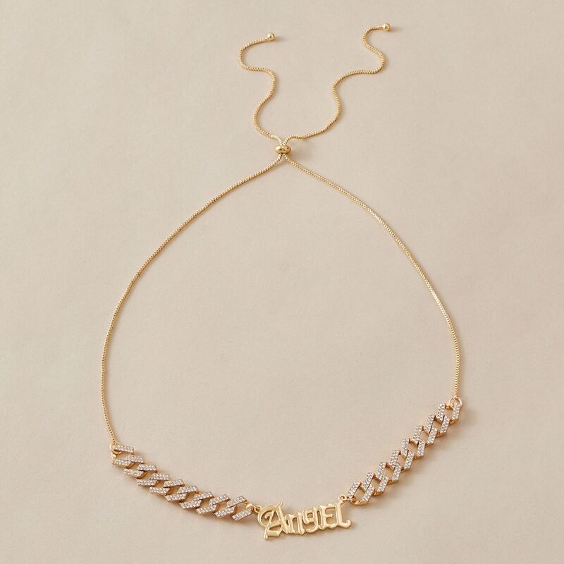 

1pc Rhinestone Decor & Letter Decor Necklace, Gold