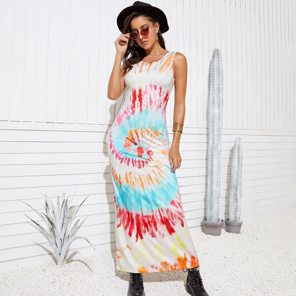 

Разноцветное макси платье, Многоцветный