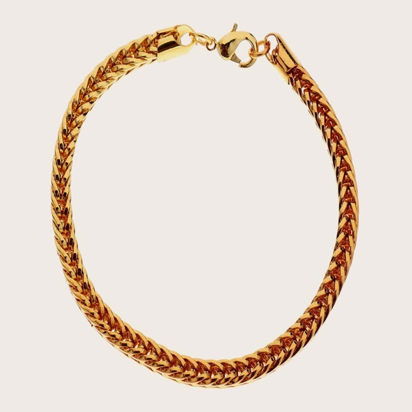 

1pc Men Metallic Chain Bracelet, Gold