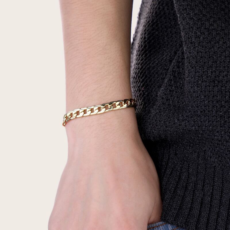 

1pc Guys Metallic Chain Bracelet, Gold
