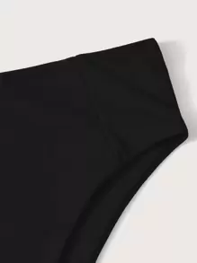 SHEIN Swim Summer Beach High Waisted Bikini Panty - Black - View 5