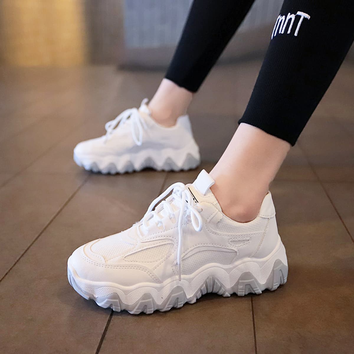 

PU Panel Low Top Chunky Sneakers, White