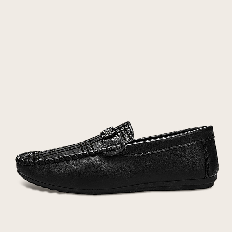 

Guys Metal Decor Slip On Loafers, Black